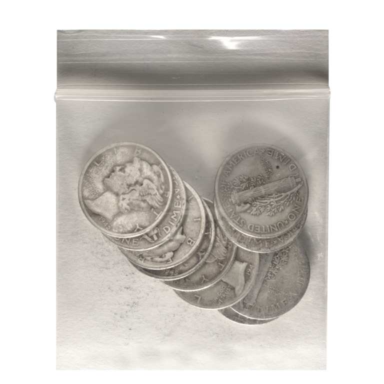 90% Silver Mercury Dimes ($1 FV, Circulated)
