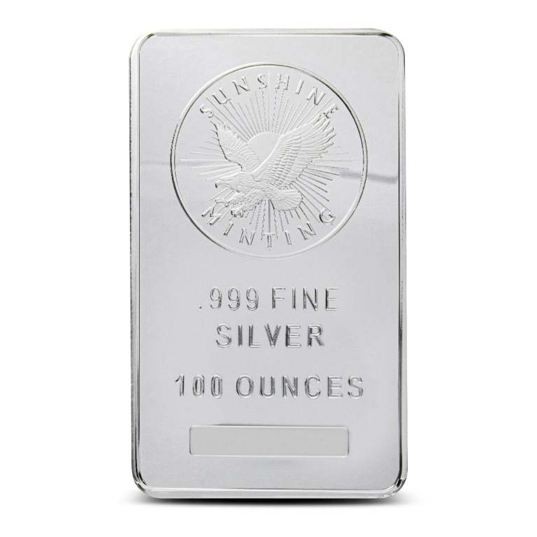100 oz Sunshine Silver Bar (New, MintMark SI)